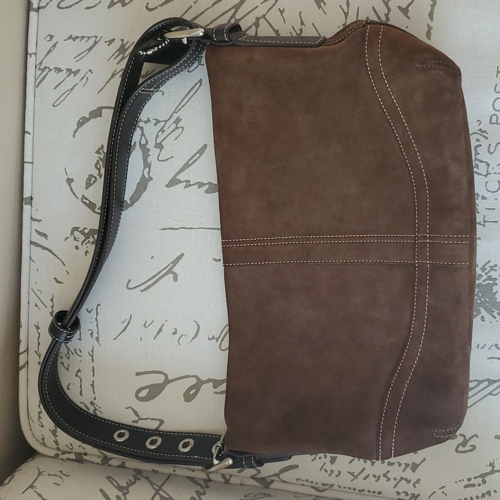 Coach brown suede leather purse